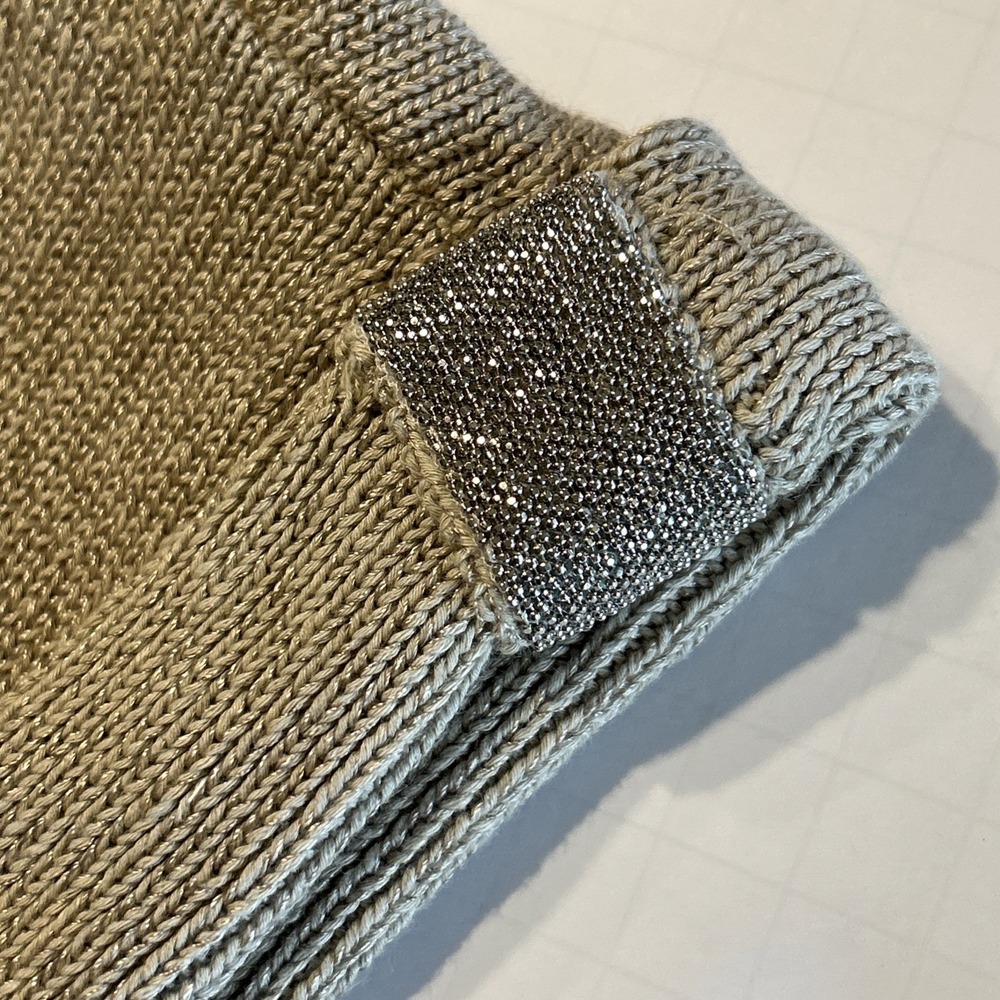 Chicos Womens Beige Linen Blend Knit Sweater Beaded Accent On Sleeve Size 4 XXL - Picture 4 of 6